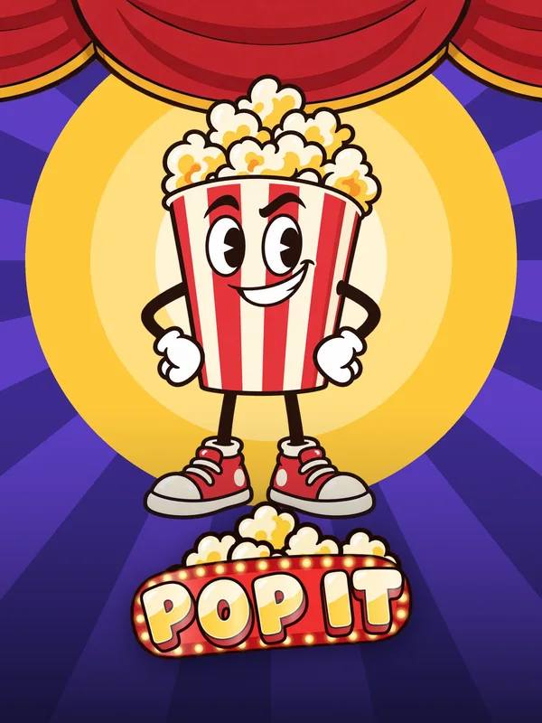 POP IT: a smiling popcorn bucket in a cinema spotlight
